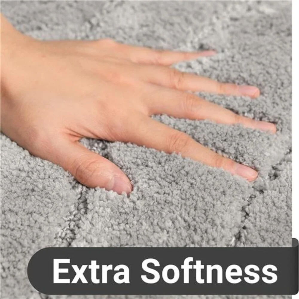 Large Bathroom Rug Runner 24x60 Soft Microfiber Non Slip Absorbent Bath Mat Grey